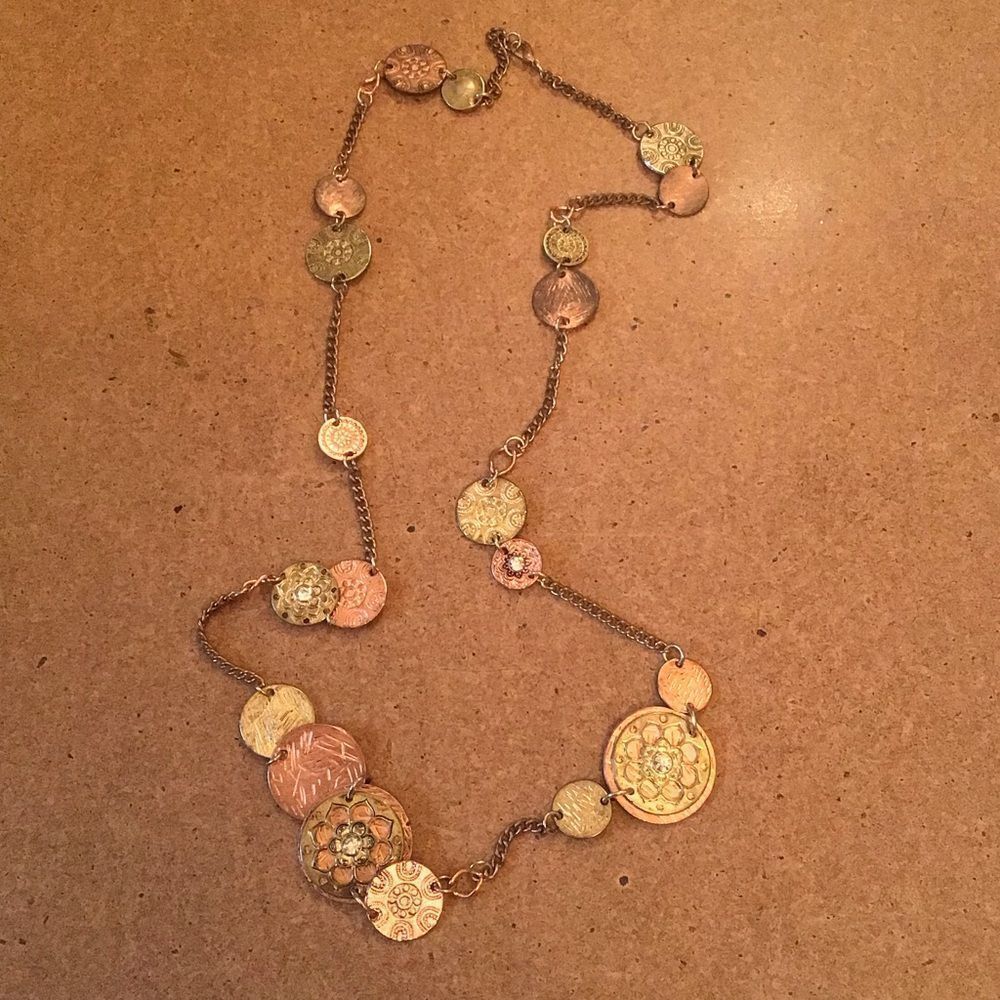 Vintage Elegant Mixed Metal Disk Necklace
